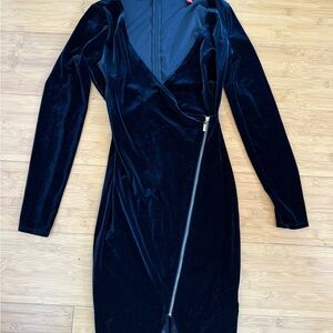 Guess Black Velvet Long Sleeve Dress